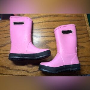 BOGS Rainboot Plush Girl's Size 1 Pink Handles Waterproof Rubber Lined